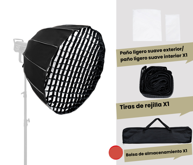 Softbox Parabólicotriopo 65/90cm Con Grilla Fotografía Video