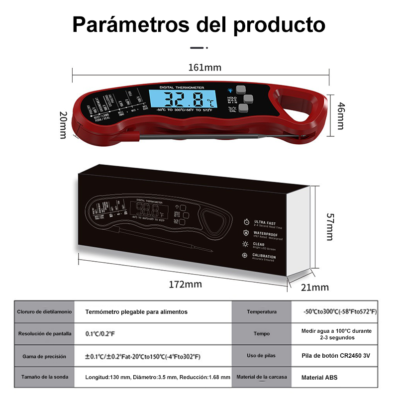 Termómetro Digital De Carnes Para Cocina Sonda -50 A 300 °c