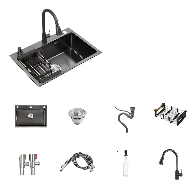 Lavaplatos De Cocina Empotrable 50x45cm Con Accesorios Negro