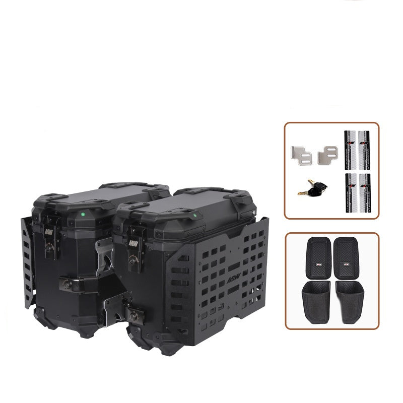 Maleta De Motos Laterales MJW Aleacion De Aluminio Laterales Expandibles 76L para escape derecho