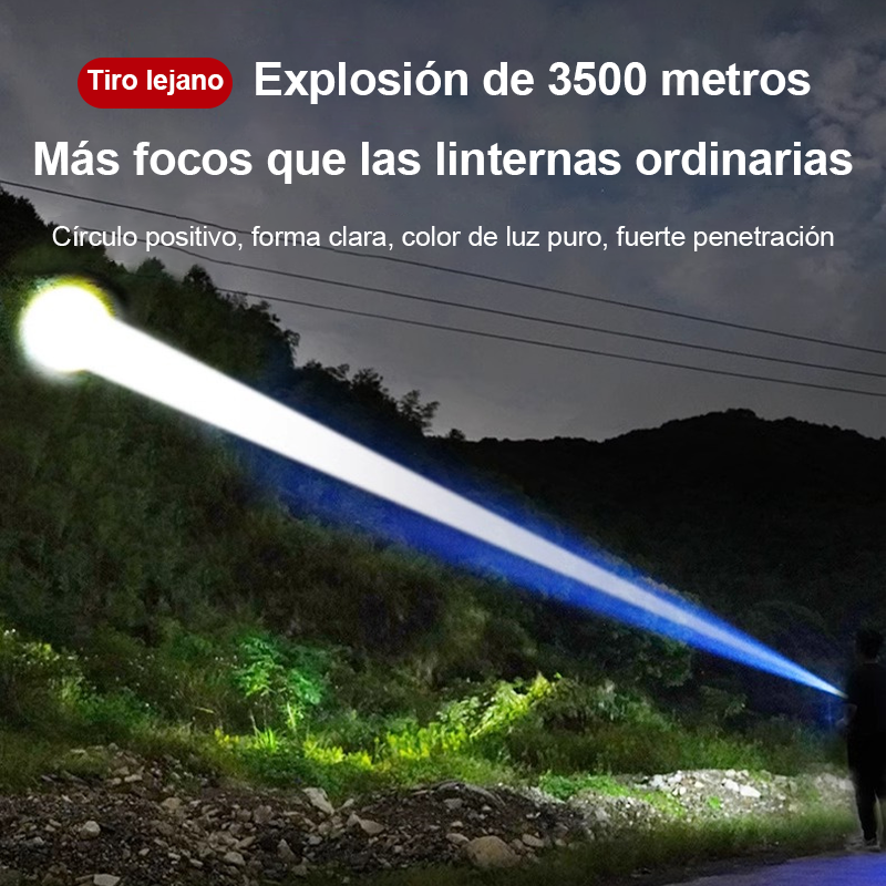 Linterna De Luz Táctica Led Con Zoom Portátil Recargable