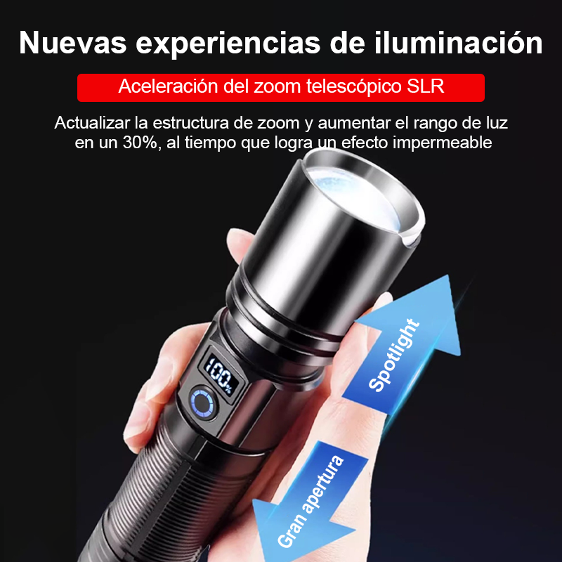 Linterna De Luz Táctica Led Con Zoom Portátil Recargable
