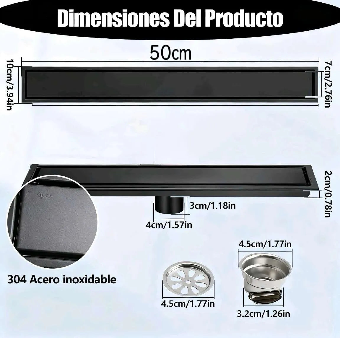Rejilla De Cubierta Anti-olor Ducha Anti-obstrucción 10×50cm / 10×60cm