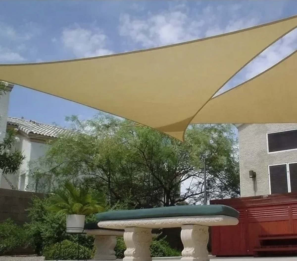 Toldo Vela Triangular Lonas Telas Toldos Sombra 5x5x5 Color Beige Rorostore Protector UV Tapa Sol Invierno