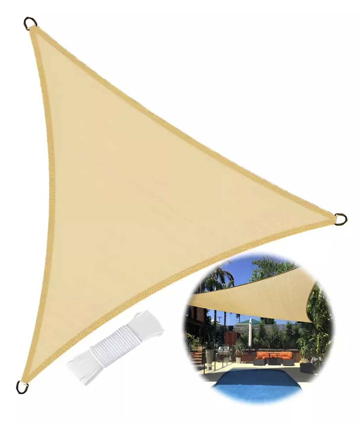 Toldo Vela Triangular Lonas Telas Toldos Sombra 5x5x5 Color Beige Rorostore Protector UV Tapa Sol Invierno