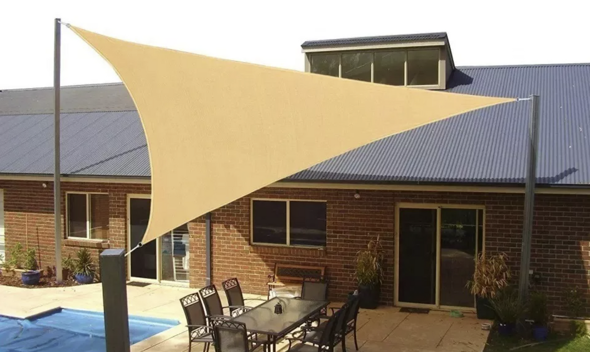 Toldo Vela Triangular Lonas Telas Toldos Sombra 5x5x5 Color Beige Rorostore Protector UV Tapa Sol Invierno