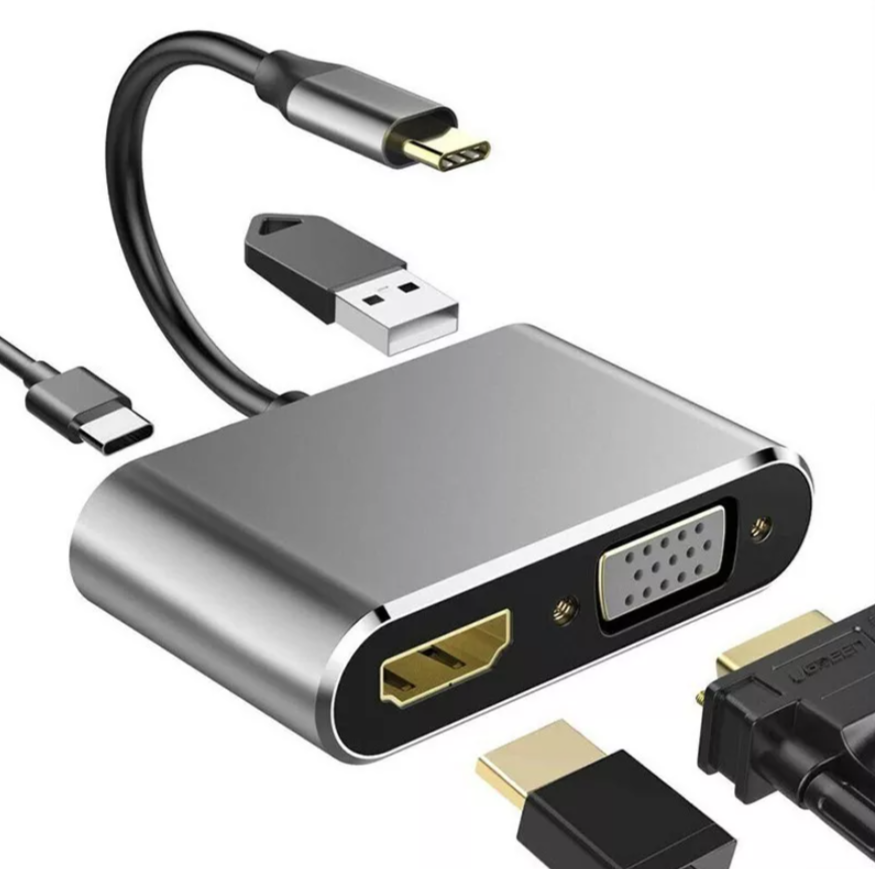 Adaptador 4 en 1 USB-C Hub a VGA HDMI