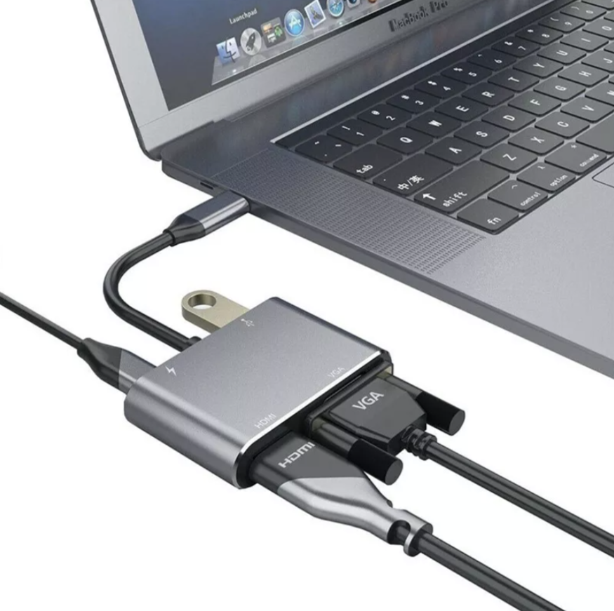 Adaptador 4 en 1 USB-C Hub a VGA HDMI