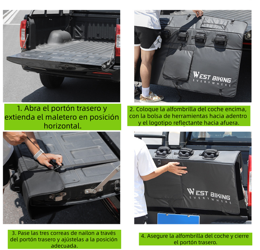 Porta Bicicletas Para Camioneta Pickup (5) Impermeable Negro
