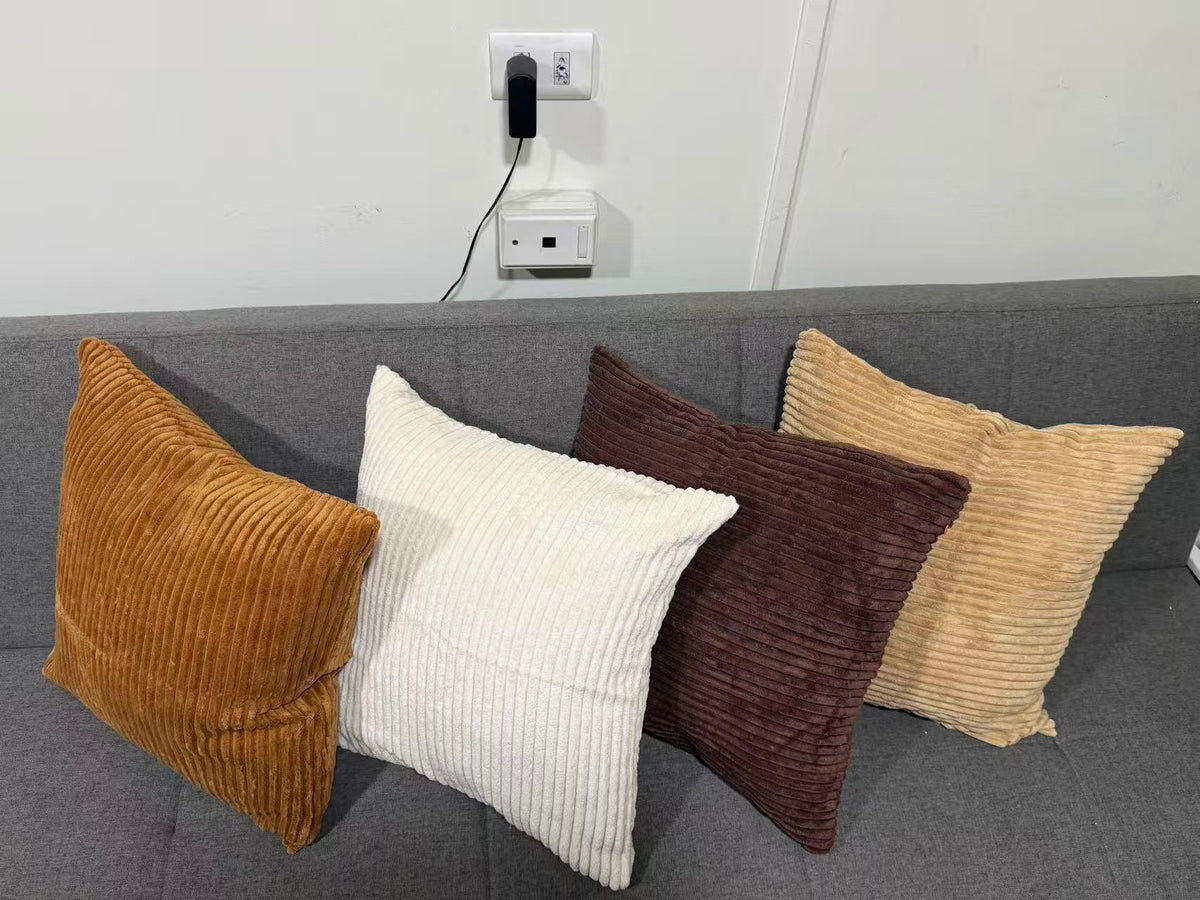 Set 4 Fundas Para Cojines Decorativos De Pana Suave 45x45 Cm