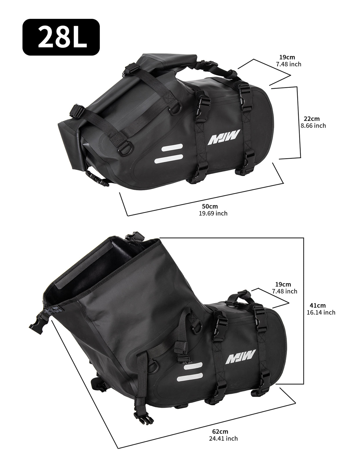 Bolso lateral para moto MJW 28 litros impermeable