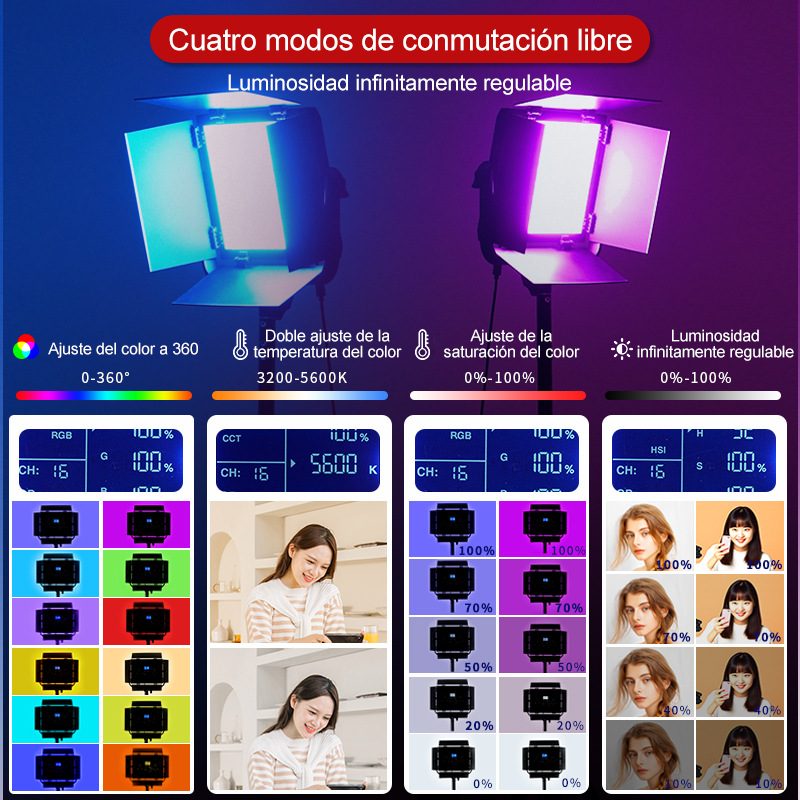 Panel Led Rgb Luz Relleno 50w Profesional Fotografía Video