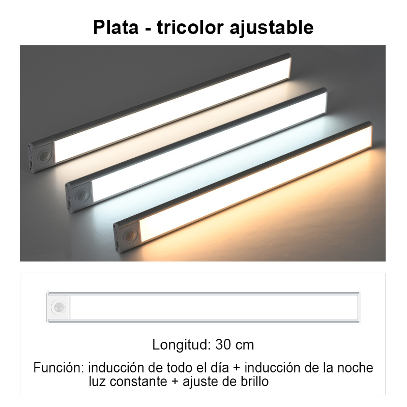 Luz Led Closet Barra Con Sensor Movimiento 30 Cm Recargable