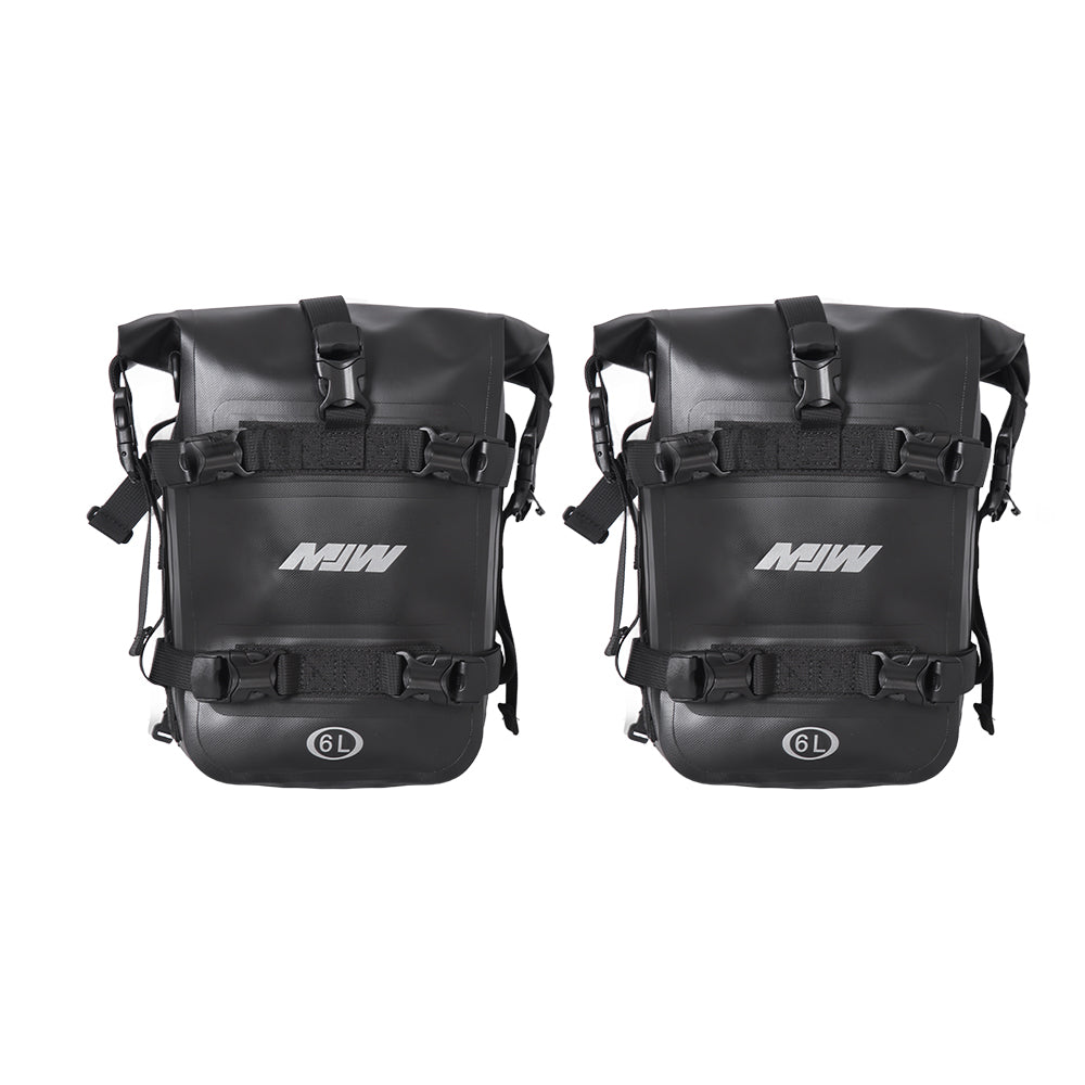 2 Bolsas De Parachoques Alforjas Leteral Impermeable 6L Negro