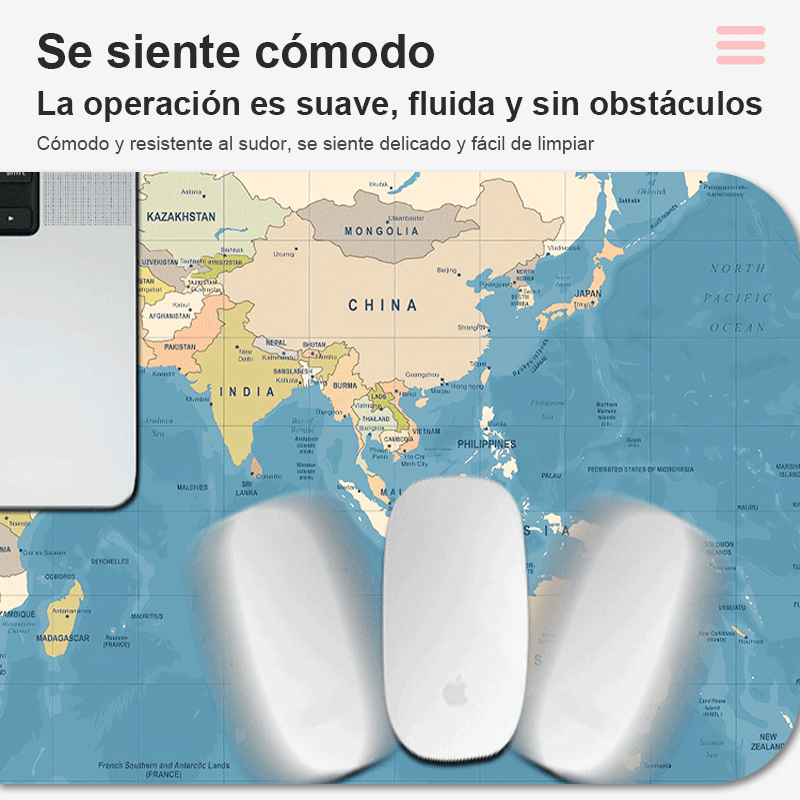 Mouse Pad Gamer Mapa Mundo 90x40cm 3mm Color Negro Calidad