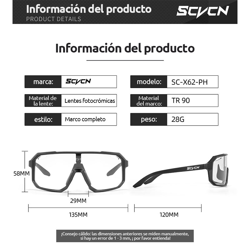 Lentes Fotocromáticos Ciclismo Running Deportivo Scvcn Uv400