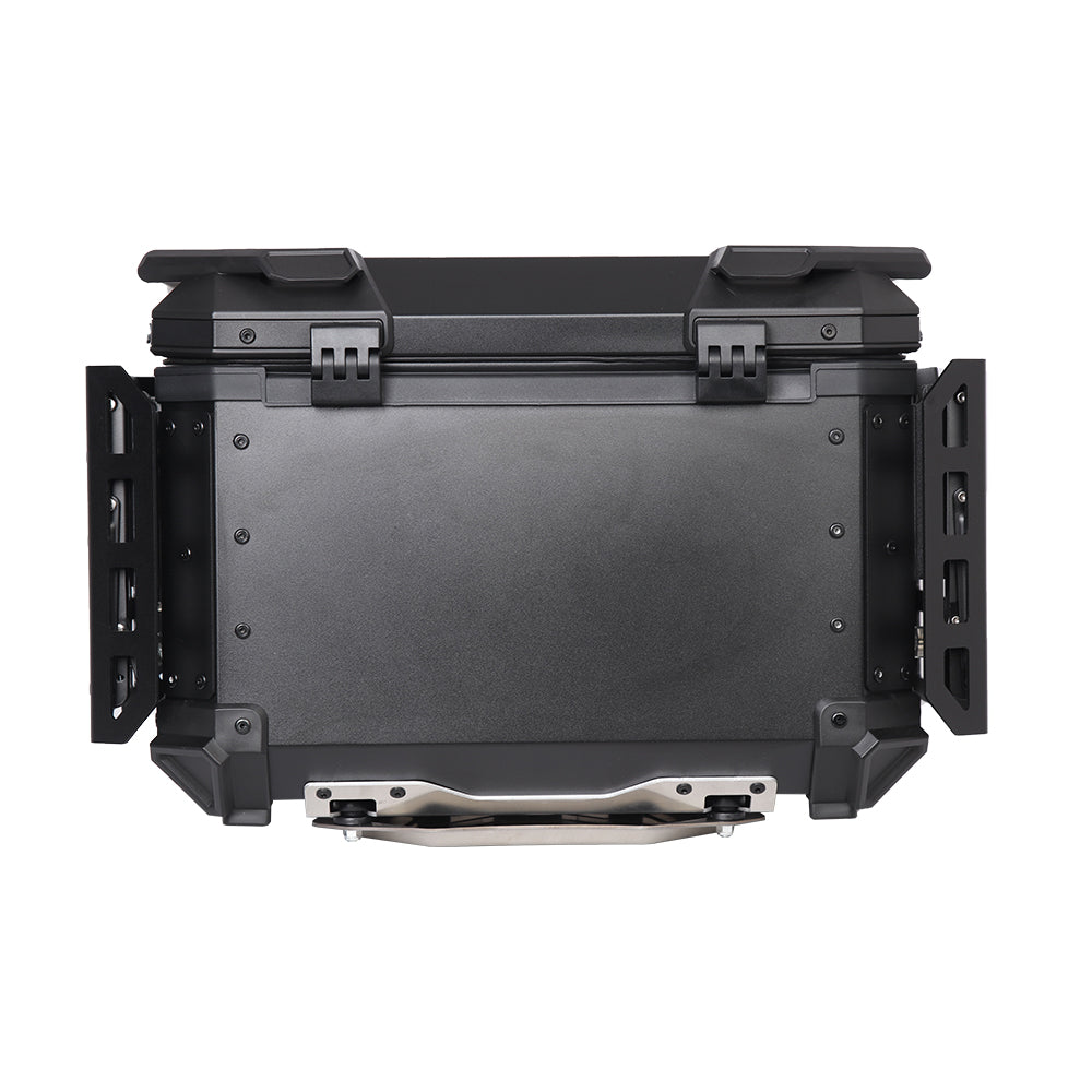 Maleta De Motos MJW Aleacion De Aluminio Laterales Expandibles 55L + Respaldo NEGRO
