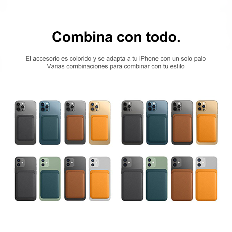 Tarjetero Magnético De Cuero Para iPhone Compatible Magsafe