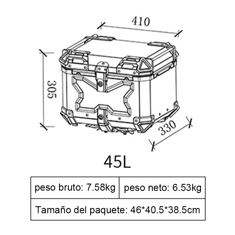Maleta Para Moto Top Case Aleacion De Aluminio 45 L X-series