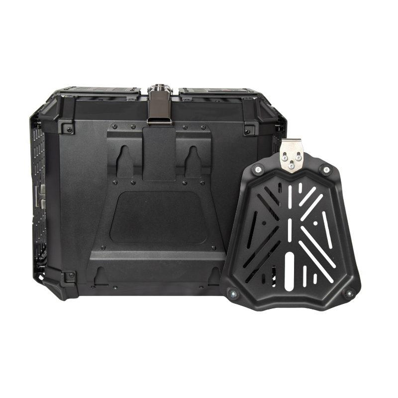 Maleta De Motos MJW Aleacion De Aluminio Laterales Expandibles 55L + Respaldo NEGRO