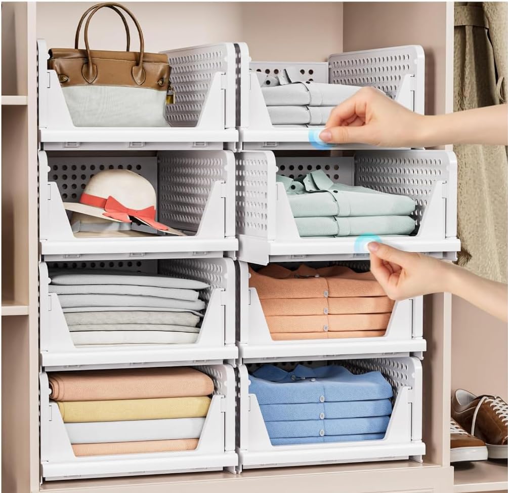 Set 4 Organizador De Ropa Almacenamiento Apilable Multiuso