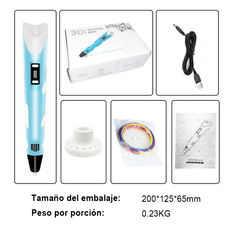 Kit Lapiz Bolígrafo Impresora 3d + 200 Metros Filamentos