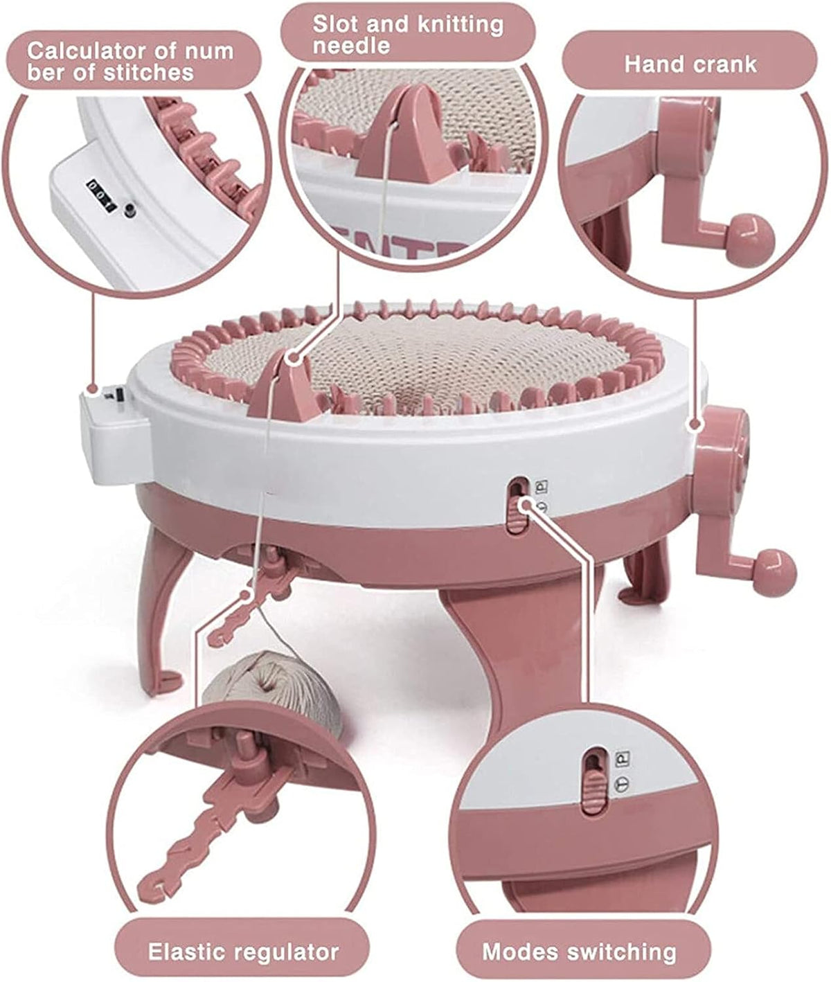 Maquina Para Tejer Manual 48 Agujas Telar Giratorio Rosa