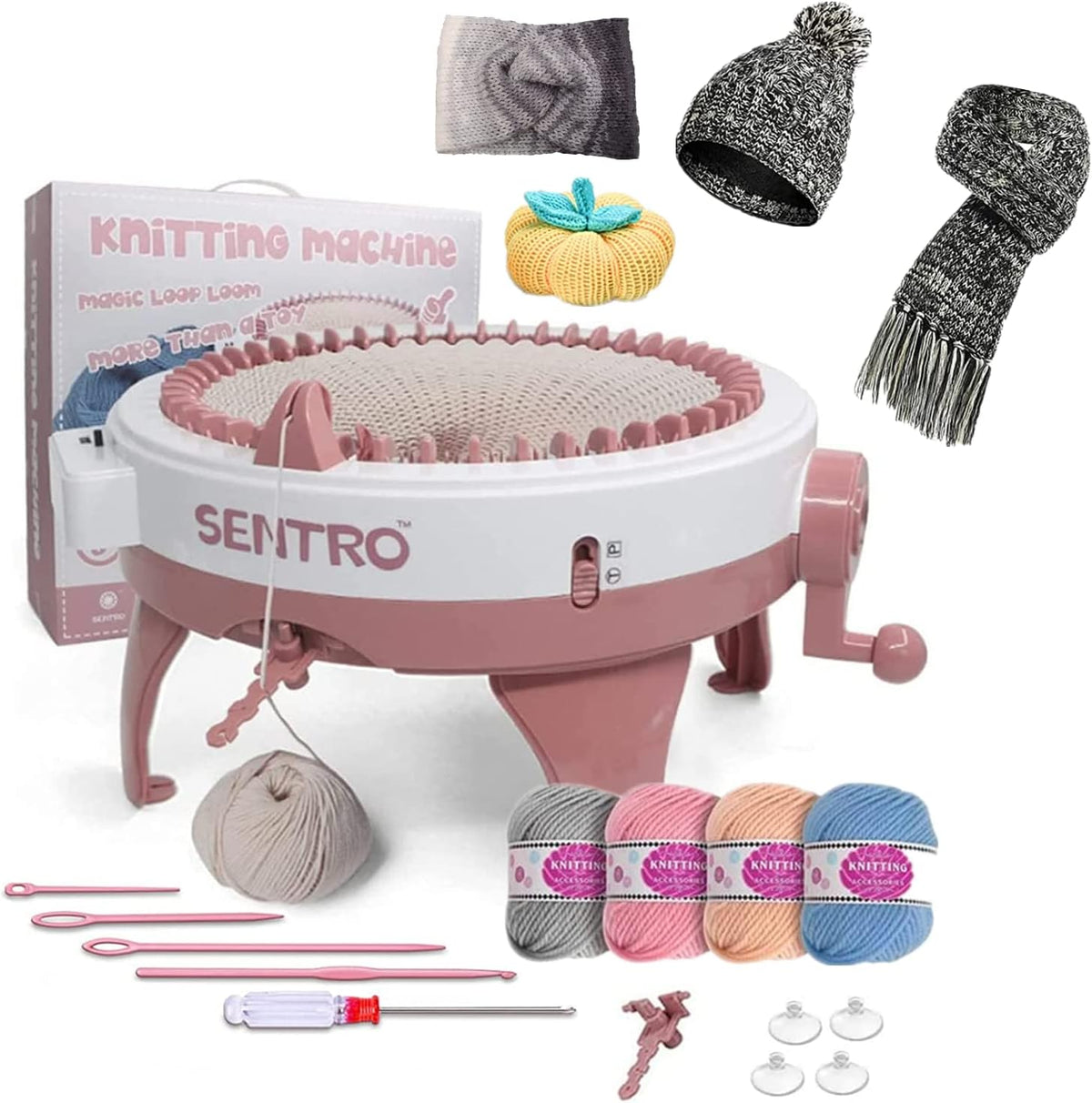 Maquina Para Tejer Manual 48 Agujas Telar Giratorio Rosa