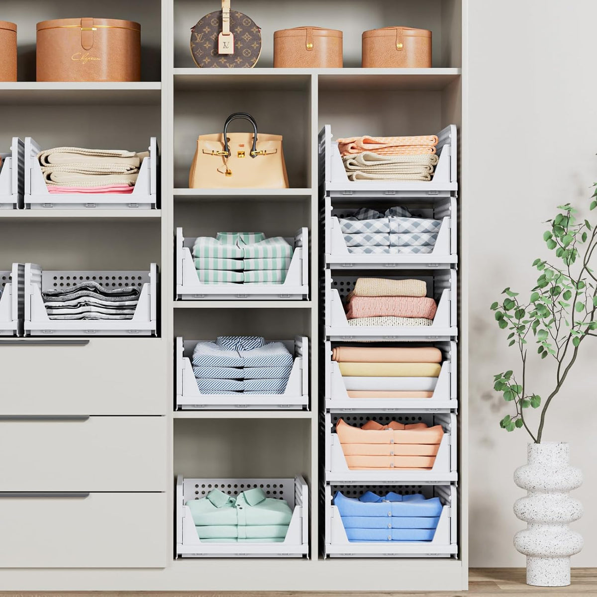 Set 4 Organizador De Ropa Almacenamiento Apilable Multiuso