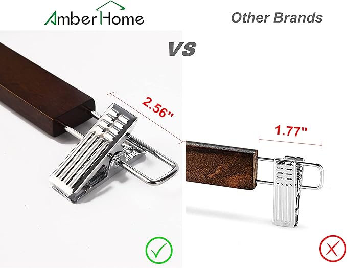 Set 20 Colgadores De Madera Para Pantalón Con Pinzas Marrón