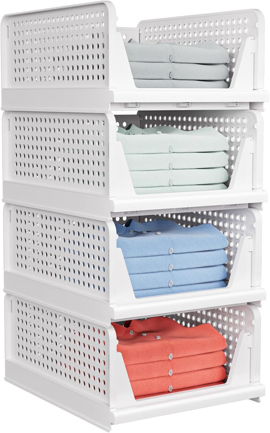 Set 4 Organizador De Ropa Almacenamiento Apilable Multiuso