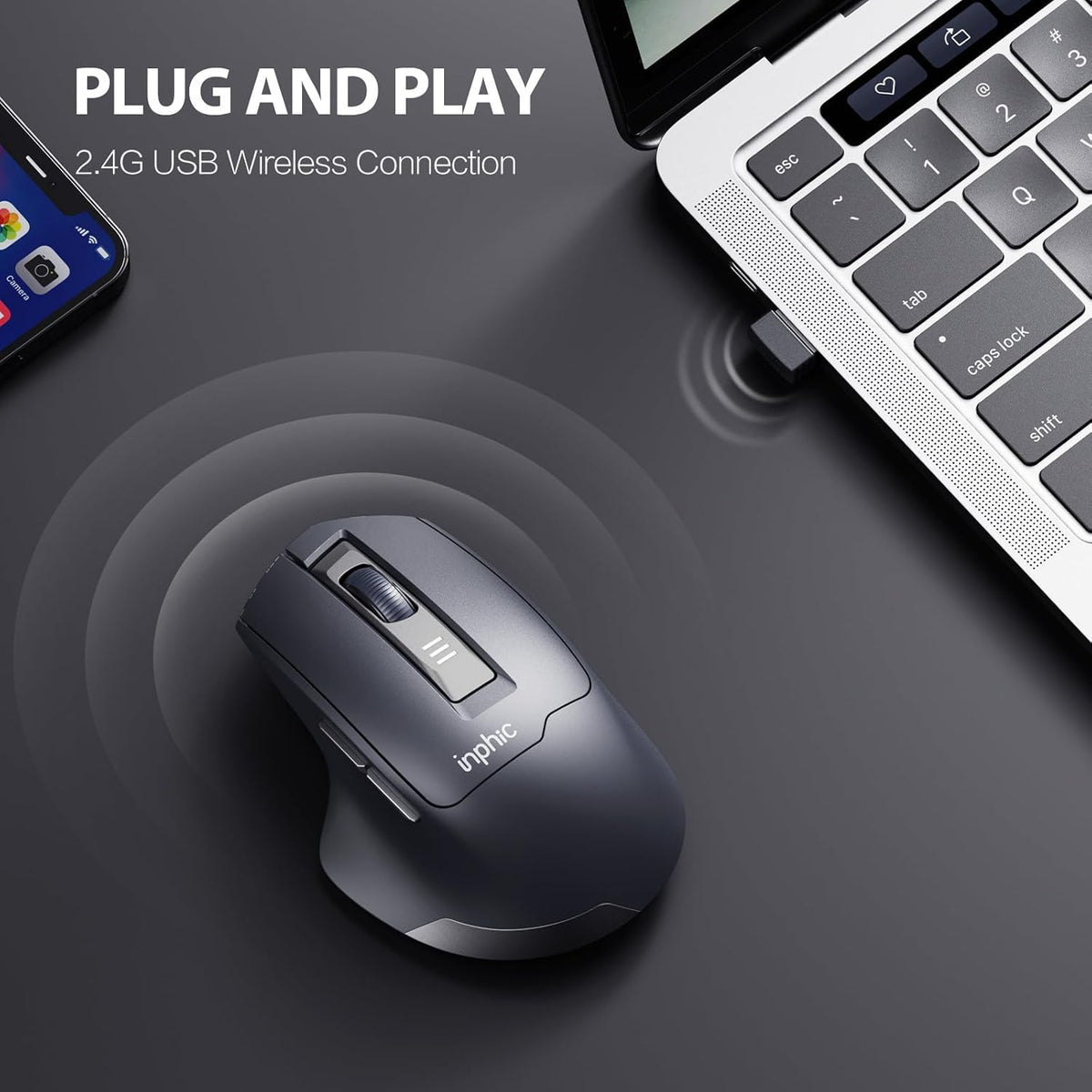 Ratón Mouse Inalámbrico Recargable Silencioso 2.4g Inphic M9
