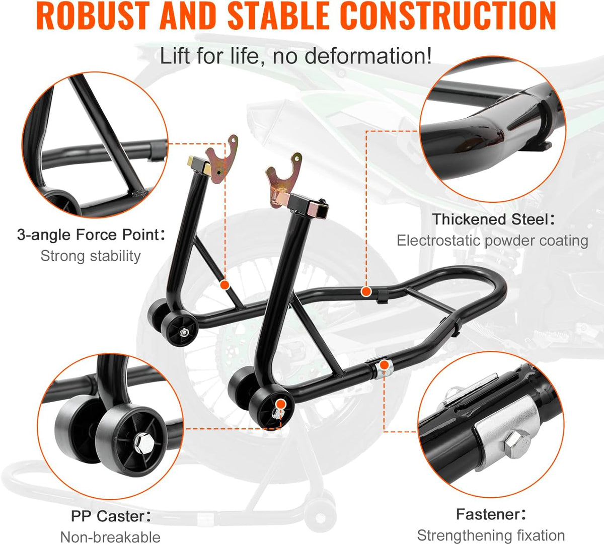 Caballete Elevador Para Moto Trasero Y Delantero 450kg Negro