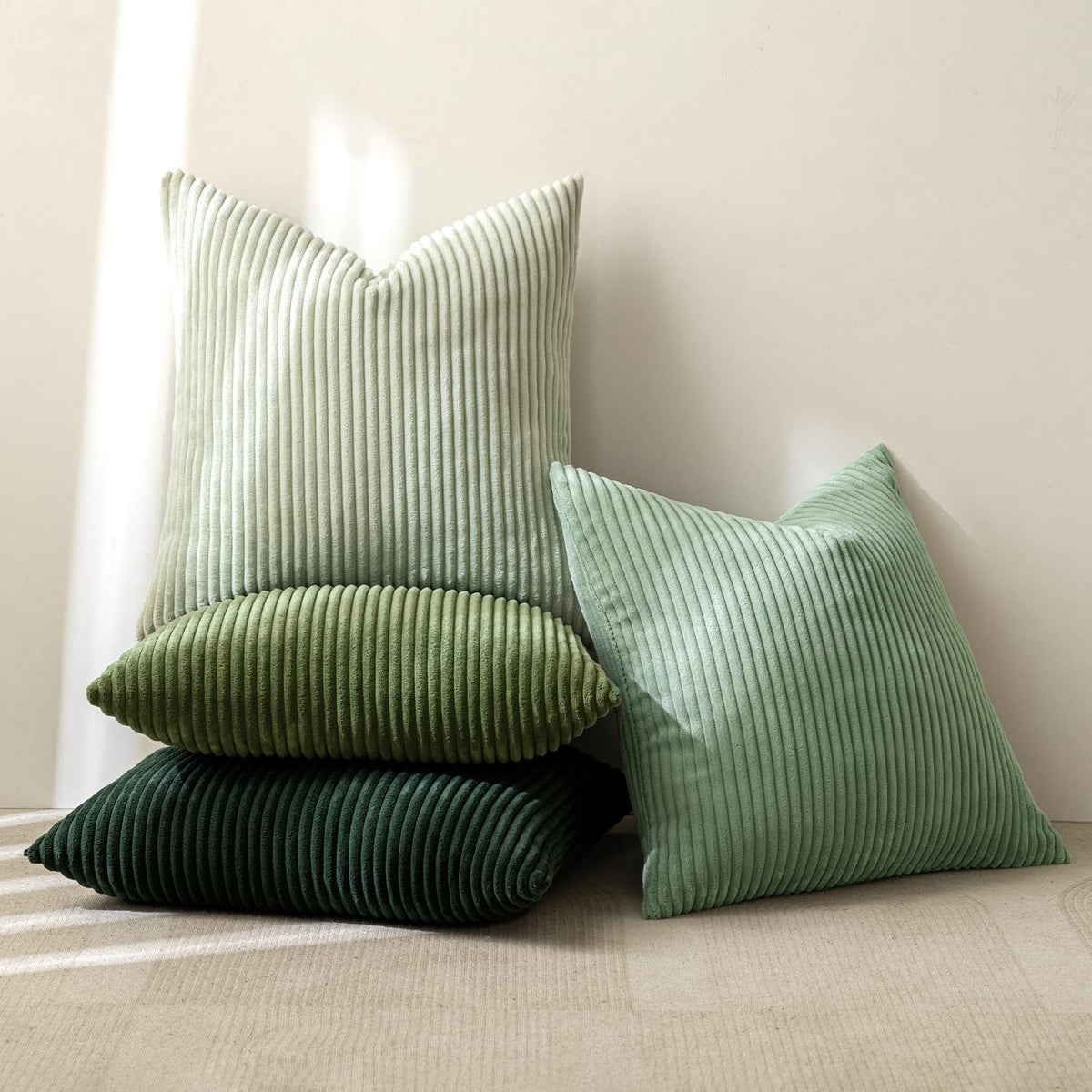 Set 4 Fundas Para Cojines Decorativos De Pana Suave 45x45 Cm