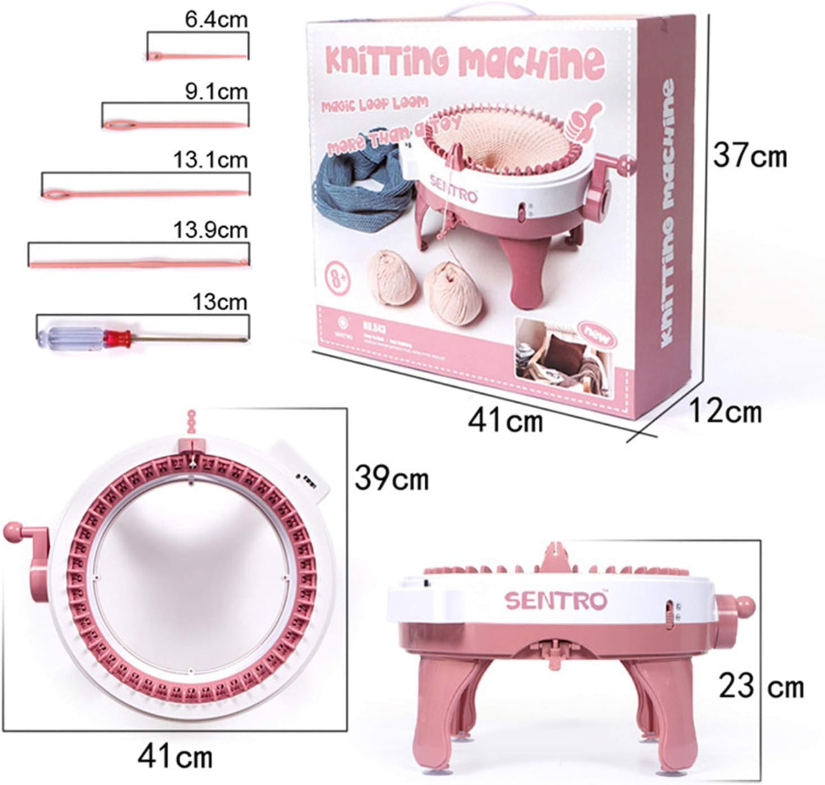 Maquina Para Tejer Manual 48 Agujas Telar Giratorio Rosa