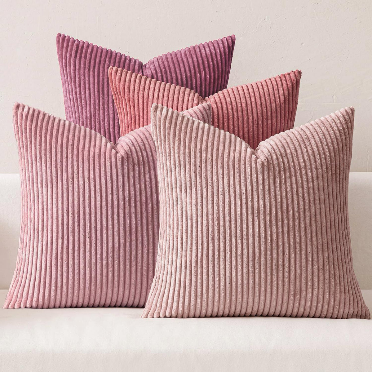 Set 4 Fundas Para Cojines Decorativos De Pana Suave 45x45 Cm