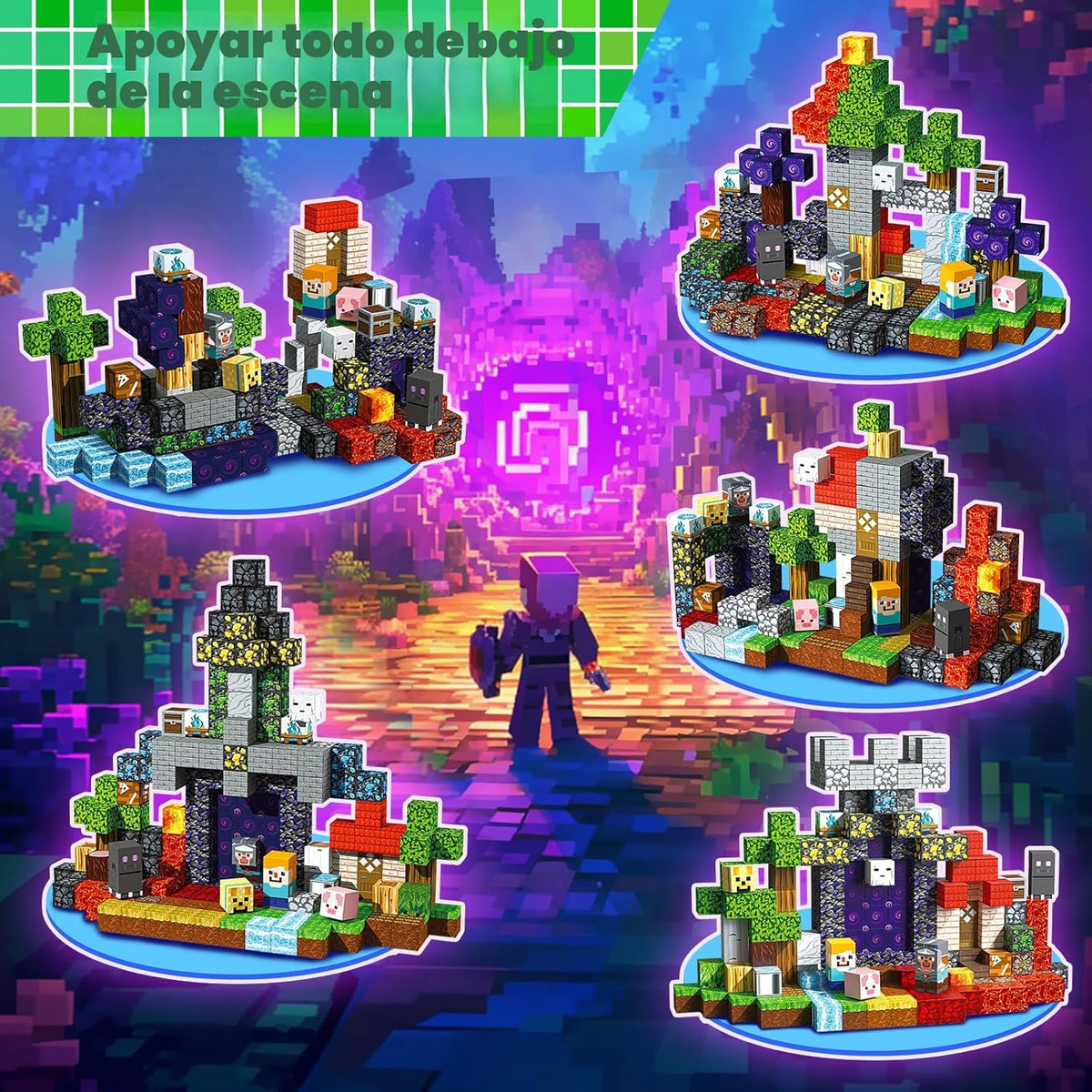 Set 200 Bloques Construcción Magnéticos Minecraft Para Niños