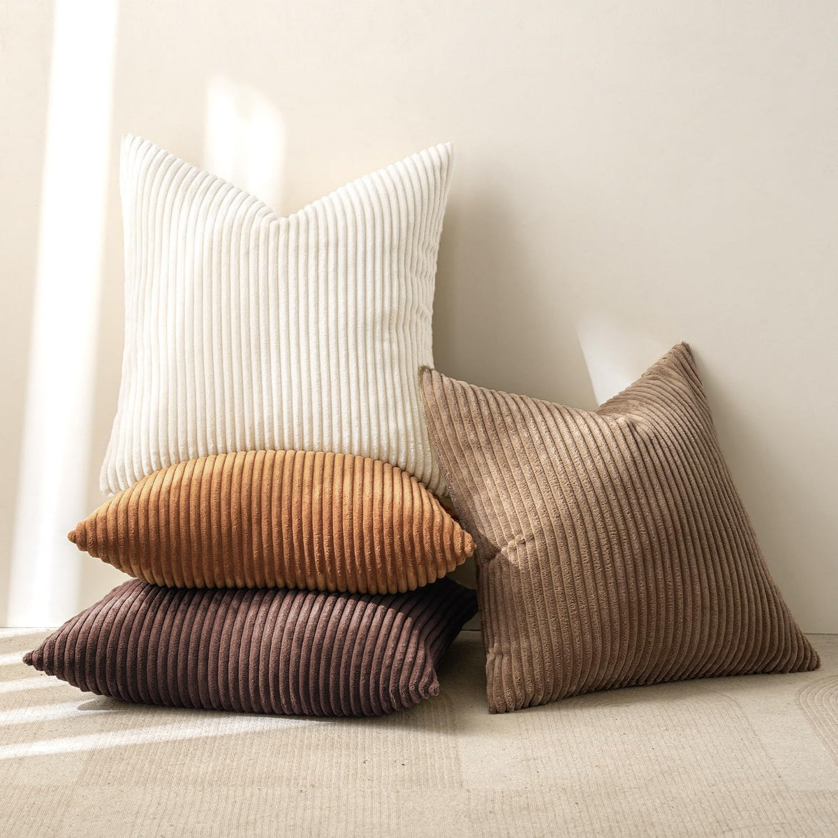 Set 4 Fundas Para Cojines Decorativos De Pana Suave 45x45 Cm