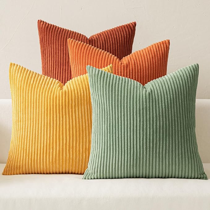 Set 4 Fundas Para Cojines Decorativos De Pana Suave 45x45 Cm