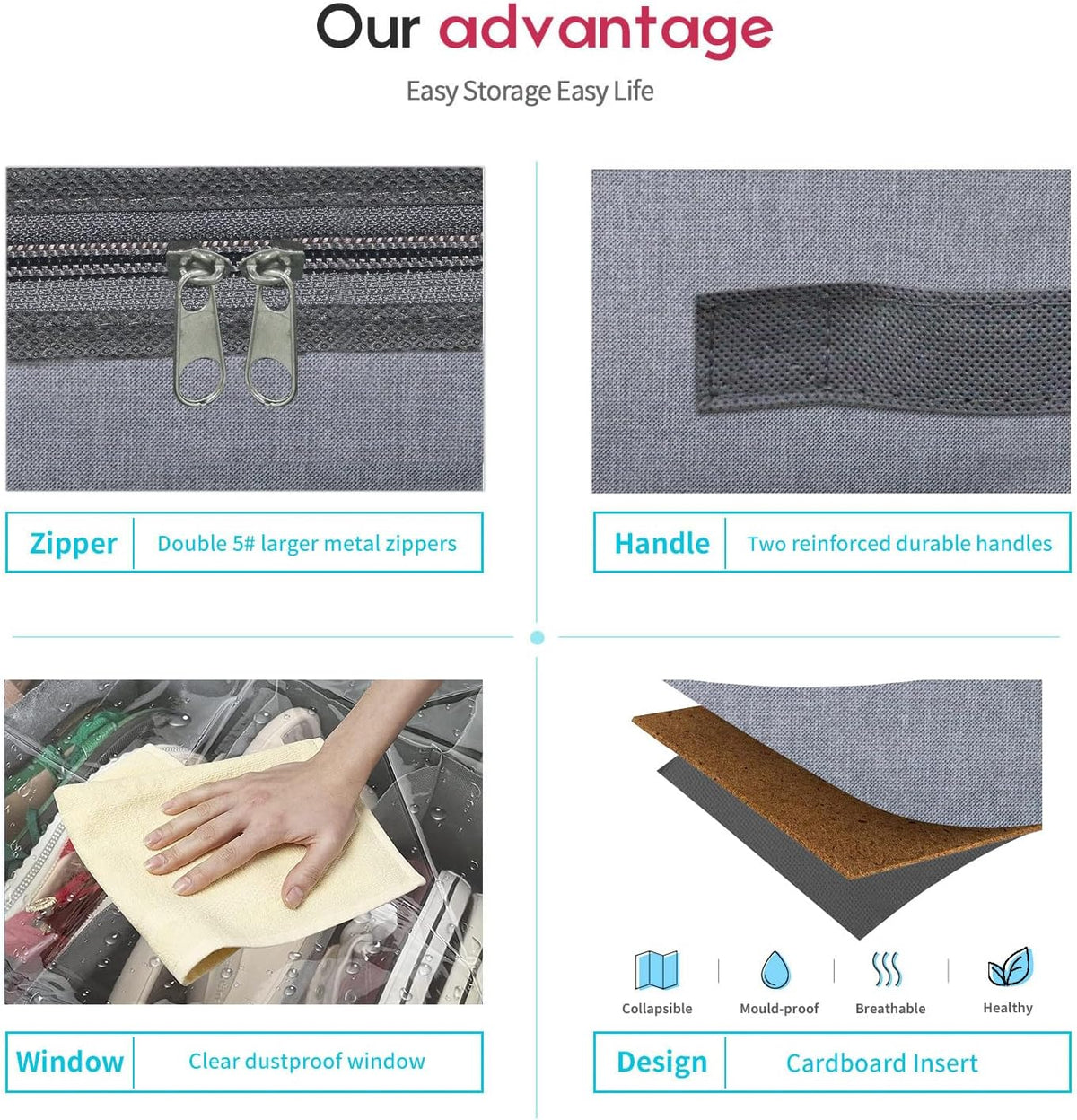 X2 Organizador Zapatos Bajo Cama Almacenamiento Gris