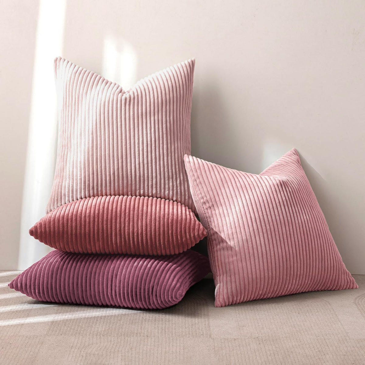 Set 4 Fundas Para Cojines Decorativos De Pana Suave 45x45 Cm