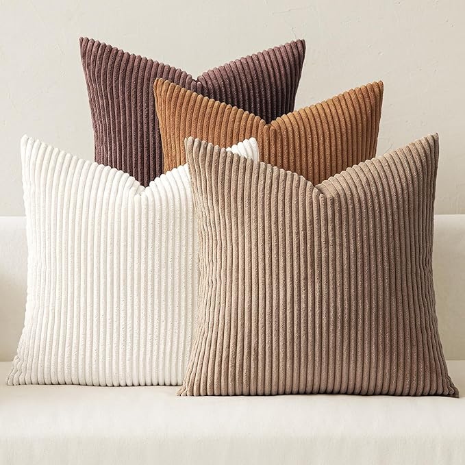 Set 4 Fundas Para Cojines Decorativos De Pana Suave 45x45 Cm