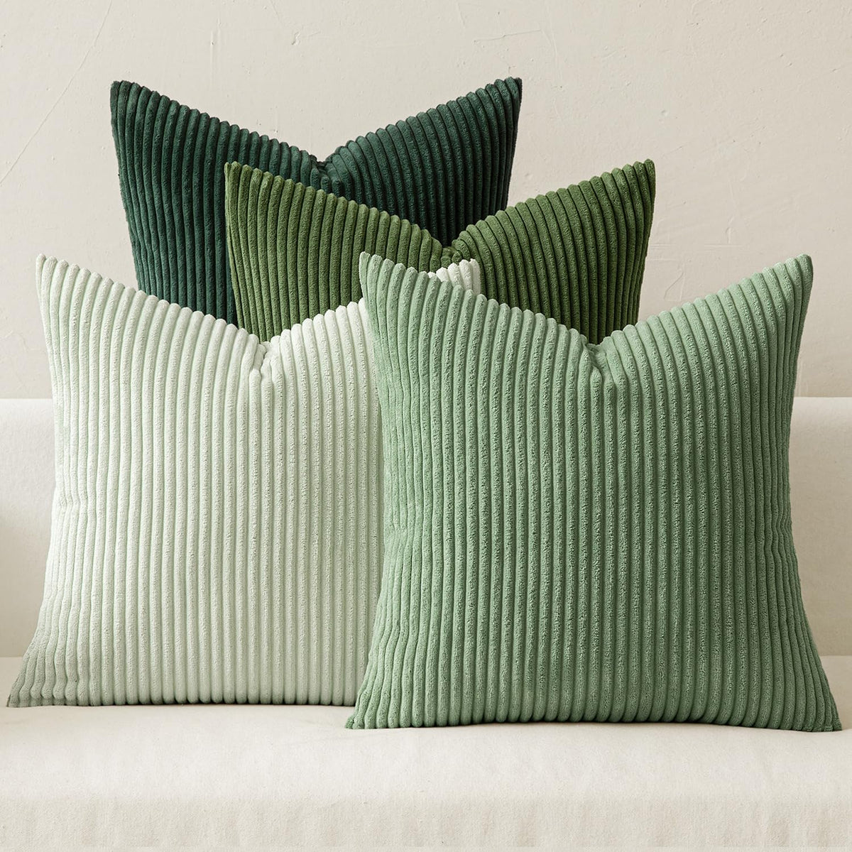 Set 4 Fundas Para Cojines Decorativos De Pana Suave 45x45 Cm