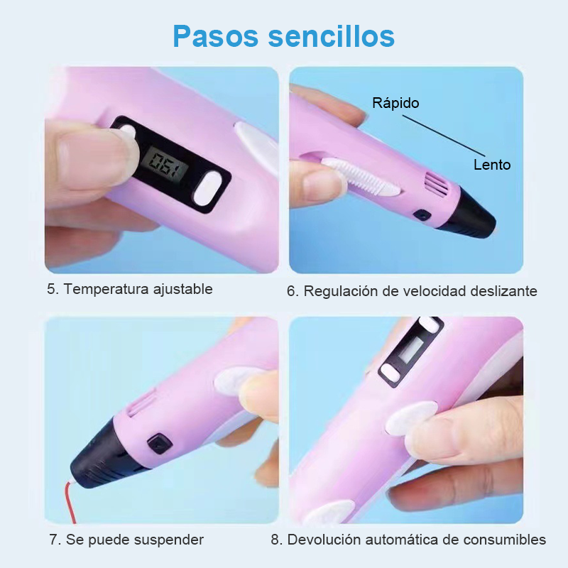 Kit Lapiz Bolígrafo Impresora 3d + 200 Metros Filamentos