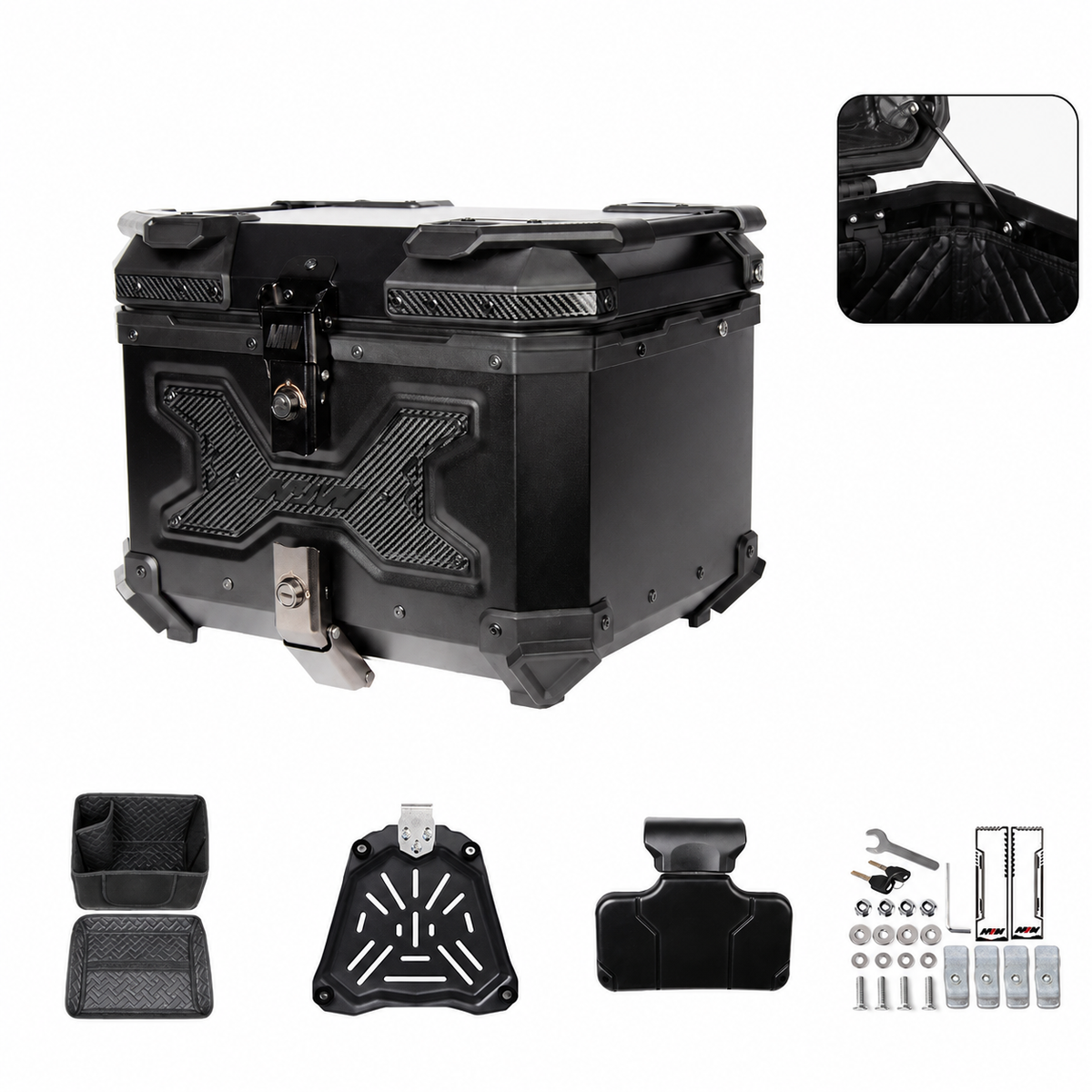 Maleta De Motos MJW Aleacion De Aluminio 45L + Respaldo