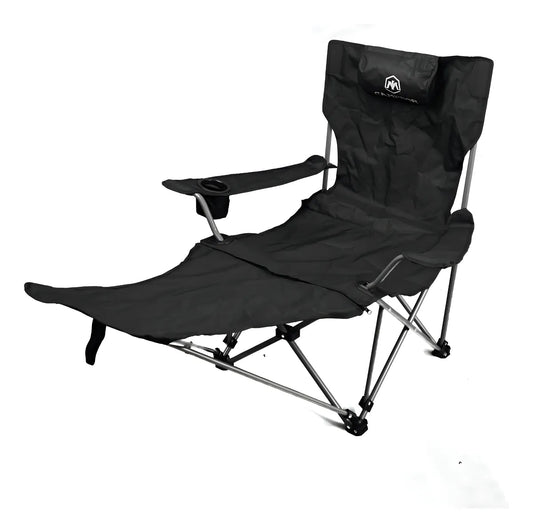 Silla De Camping Plegable Apoya Pies Soporta 120 Kg Negro