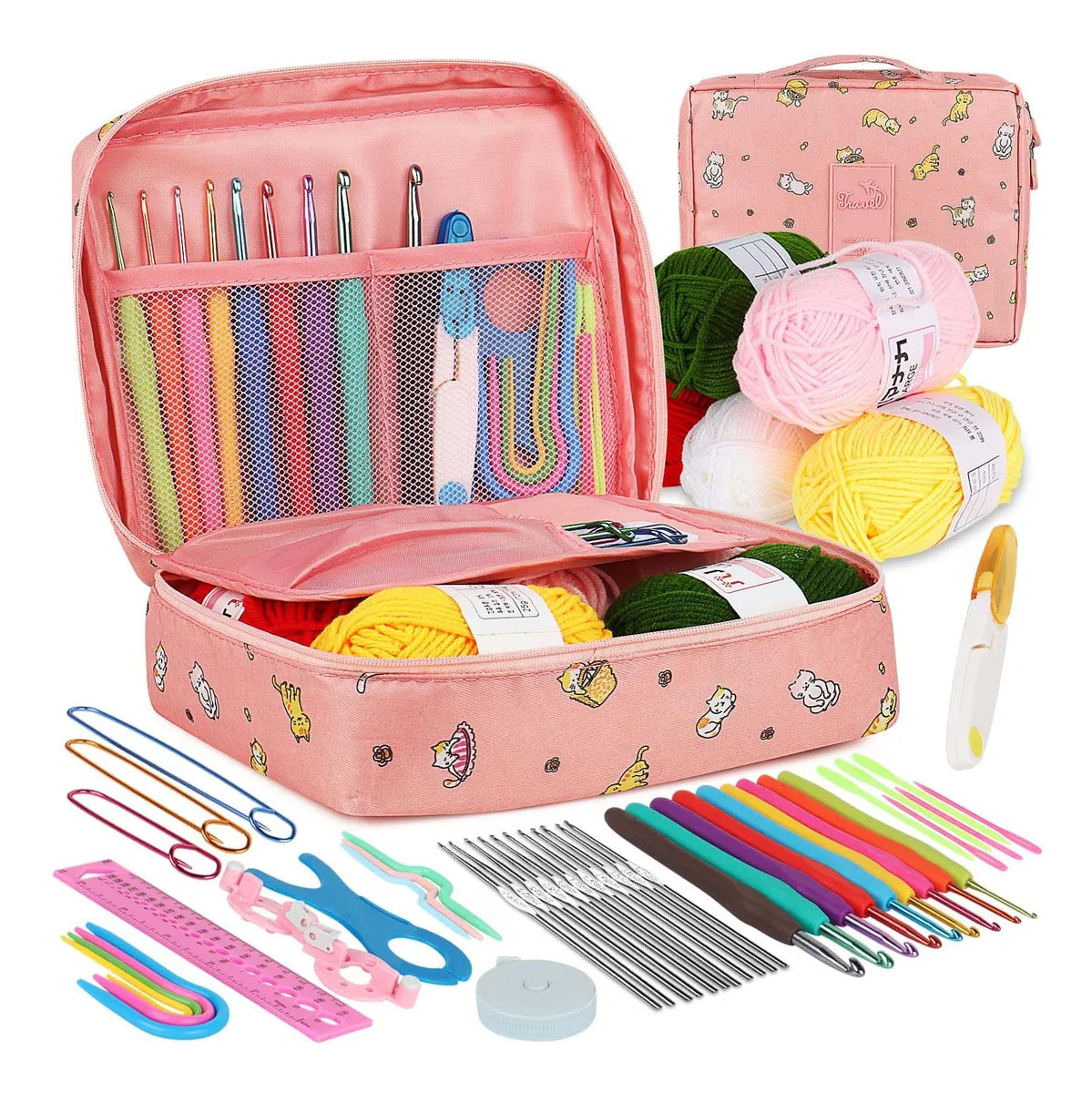 Set Crochet Ganchillos Silicona Accesorios Para Tejer 59pcs