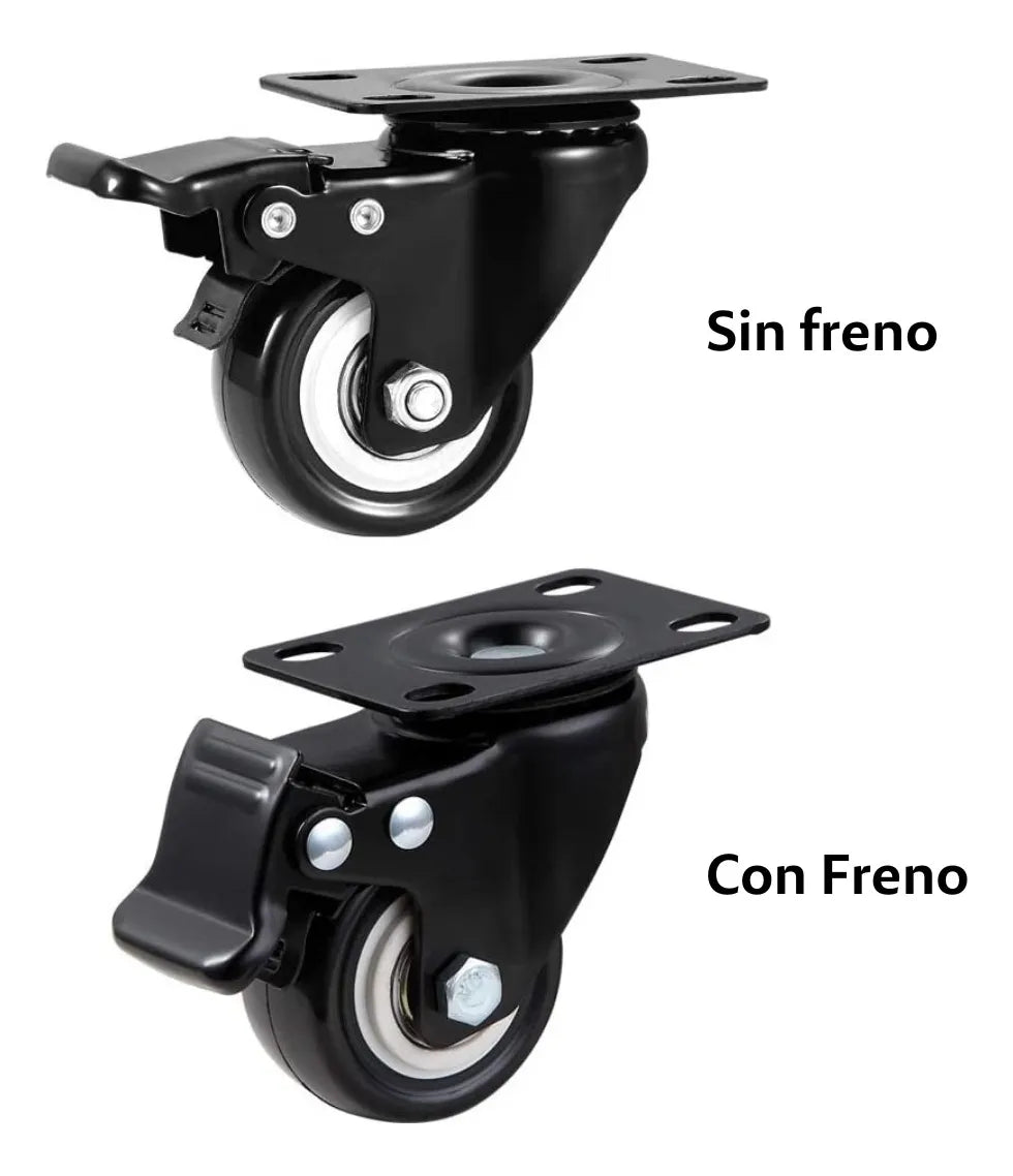 Pack 4 Ruedas Giratorias Con Freno Para Muebles 1.5 Pulgadas