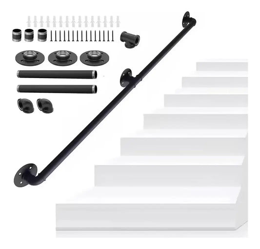 Barandal De Pasamanos De Escaleras 2m Acero+ Kit Instalación