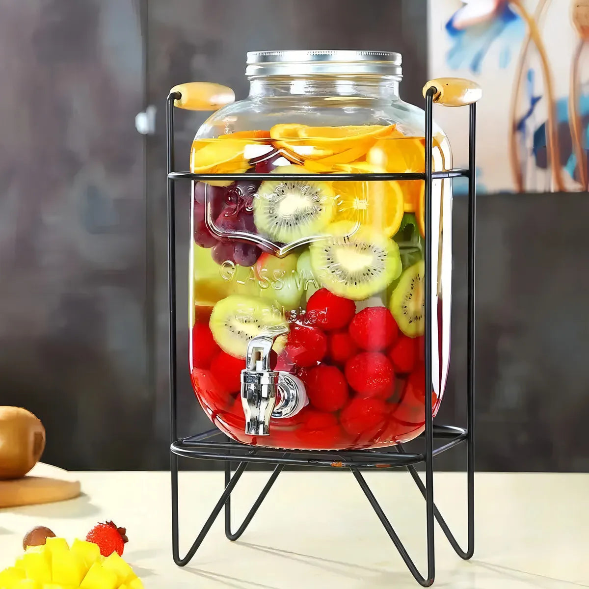 Dispensadores De Jugos Bebidas Con Atril 5 Litros Vidrio